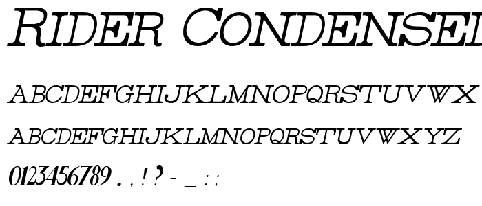 Rider Condensed Light Italic font